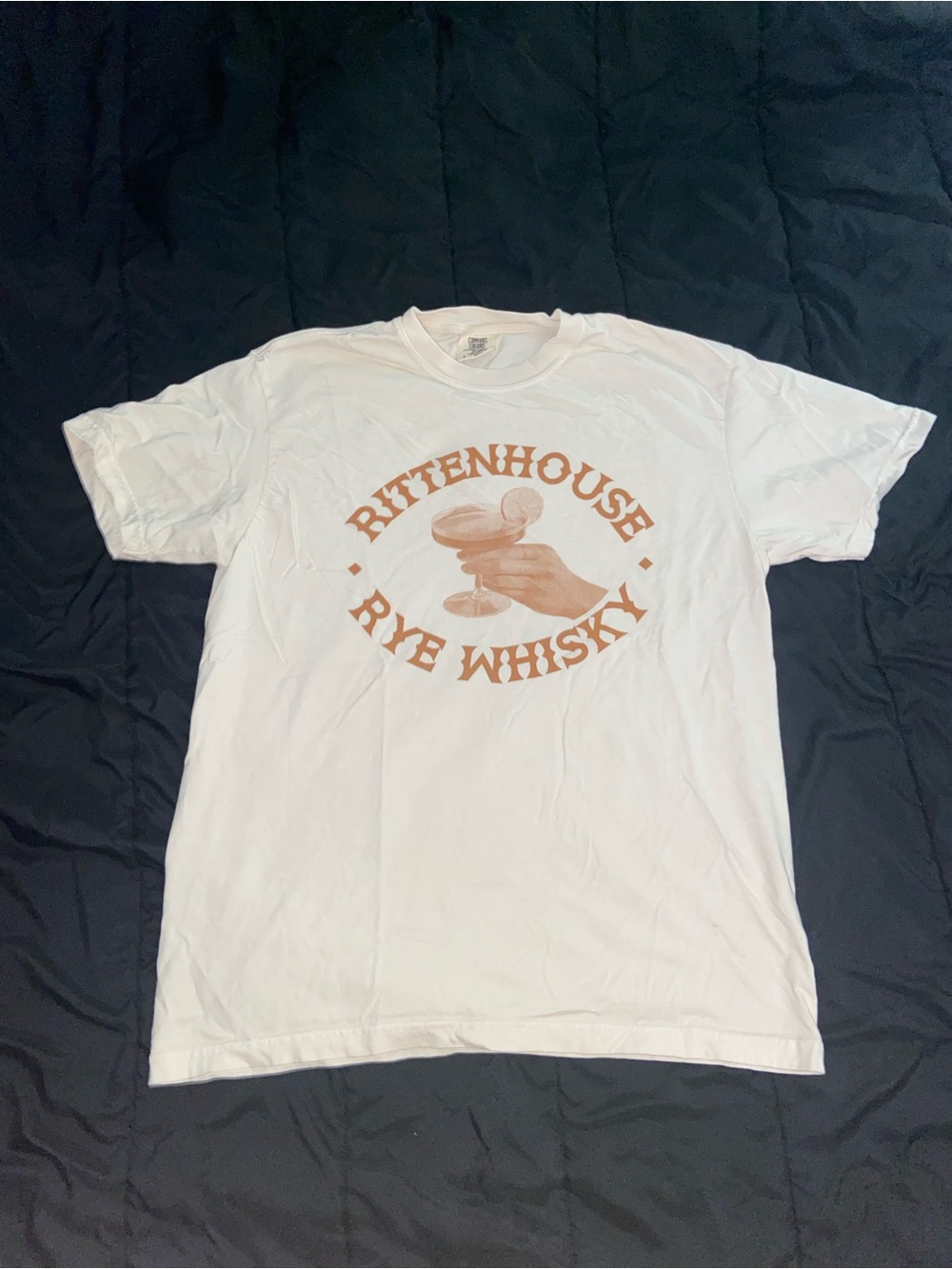 Comfort Colors Off-White Tee with Brown Rittenhouse Rye Whisky Graphic